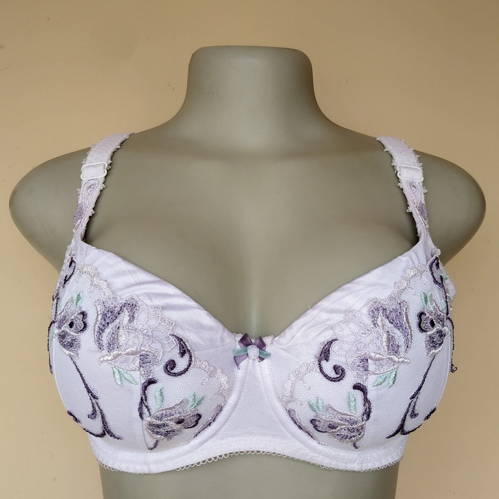 Fauve Aurelia Underwired Bra Demi Cup White Floral Embroidery Lace New 32FF